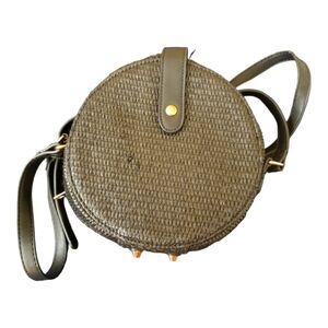 BLK Rattan Weave Round X-Body Bag